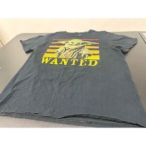 Star Wars Mandalorian Grogu Baby Yoda "Wanted" Graphic T-Shirt Black Unisex